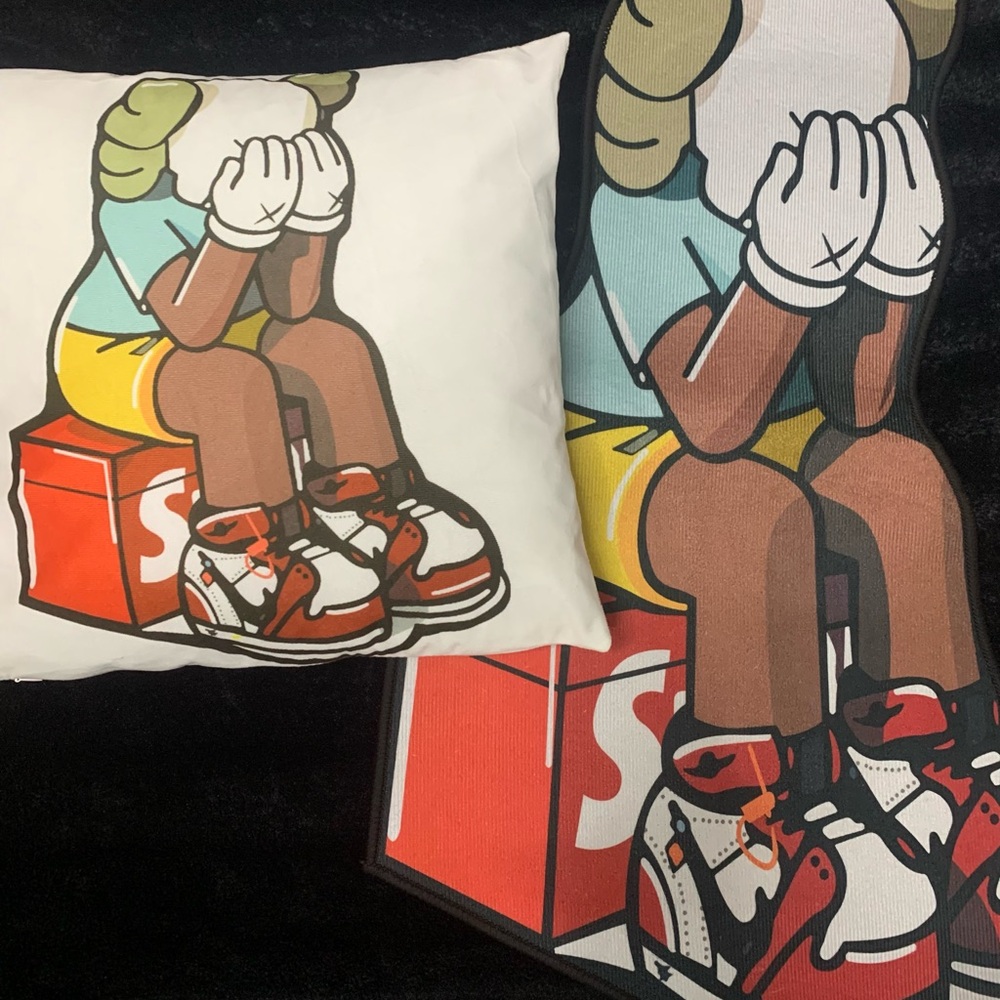 Kaws  Character Pillow and rug combo